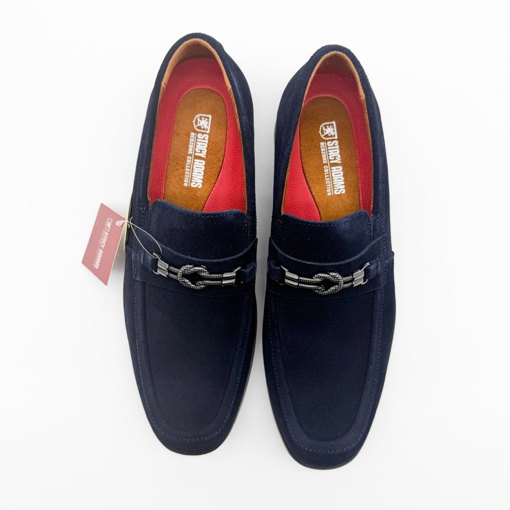 Stacy Adams Ravelle Moc Toe Slip On Bit Loafers Navy Blue Suede Shoes 7.5 NEW - Picture 5 of 15